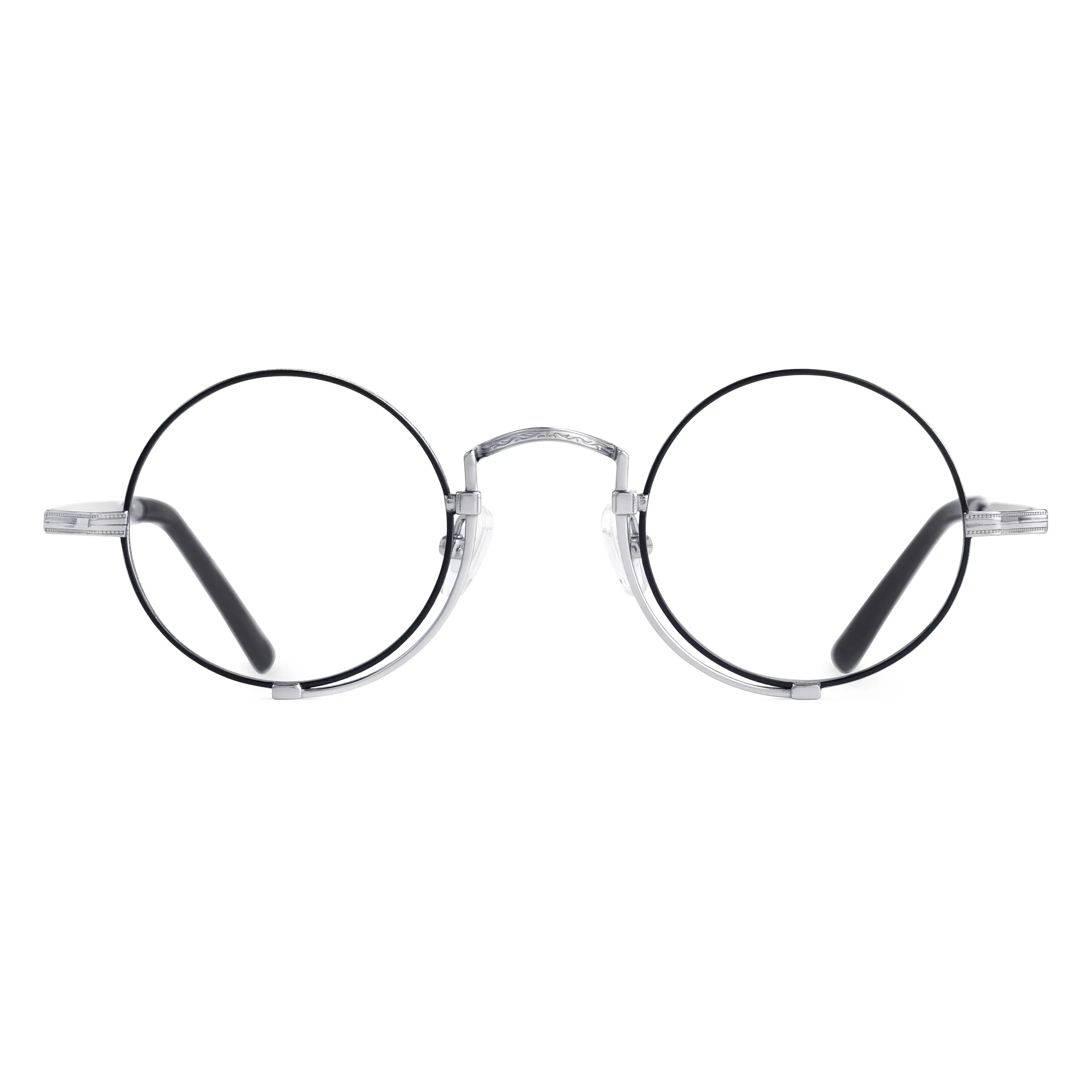 Front view of Bour round titanium eyeglasses RT0052304 in grey