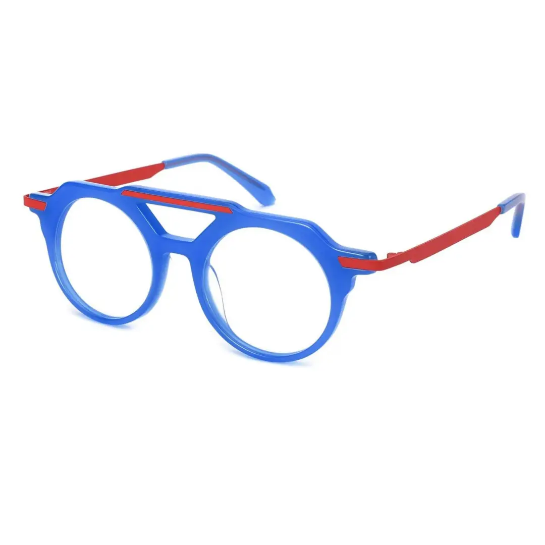 Angle view of Boye aviator acetate eyeglasses AA0082302 in blue