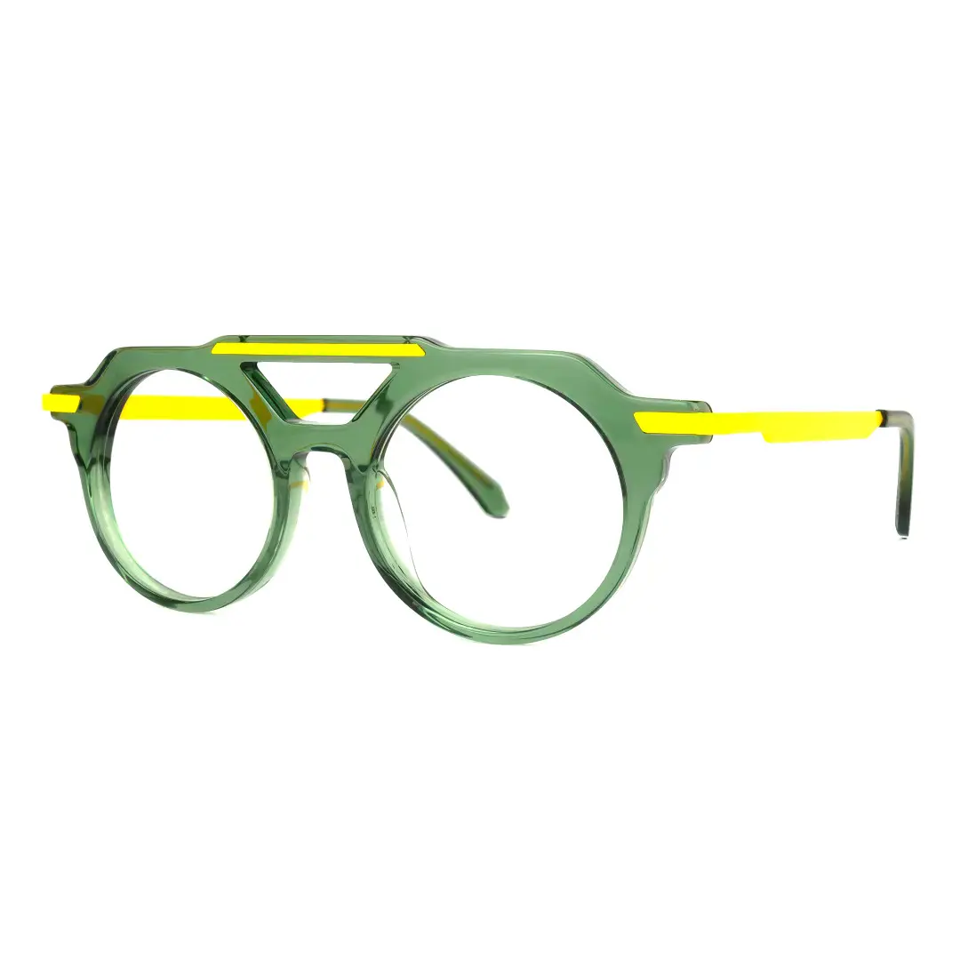 Angle view of Boye aviator acetate eyeglasses AA0082302 in green