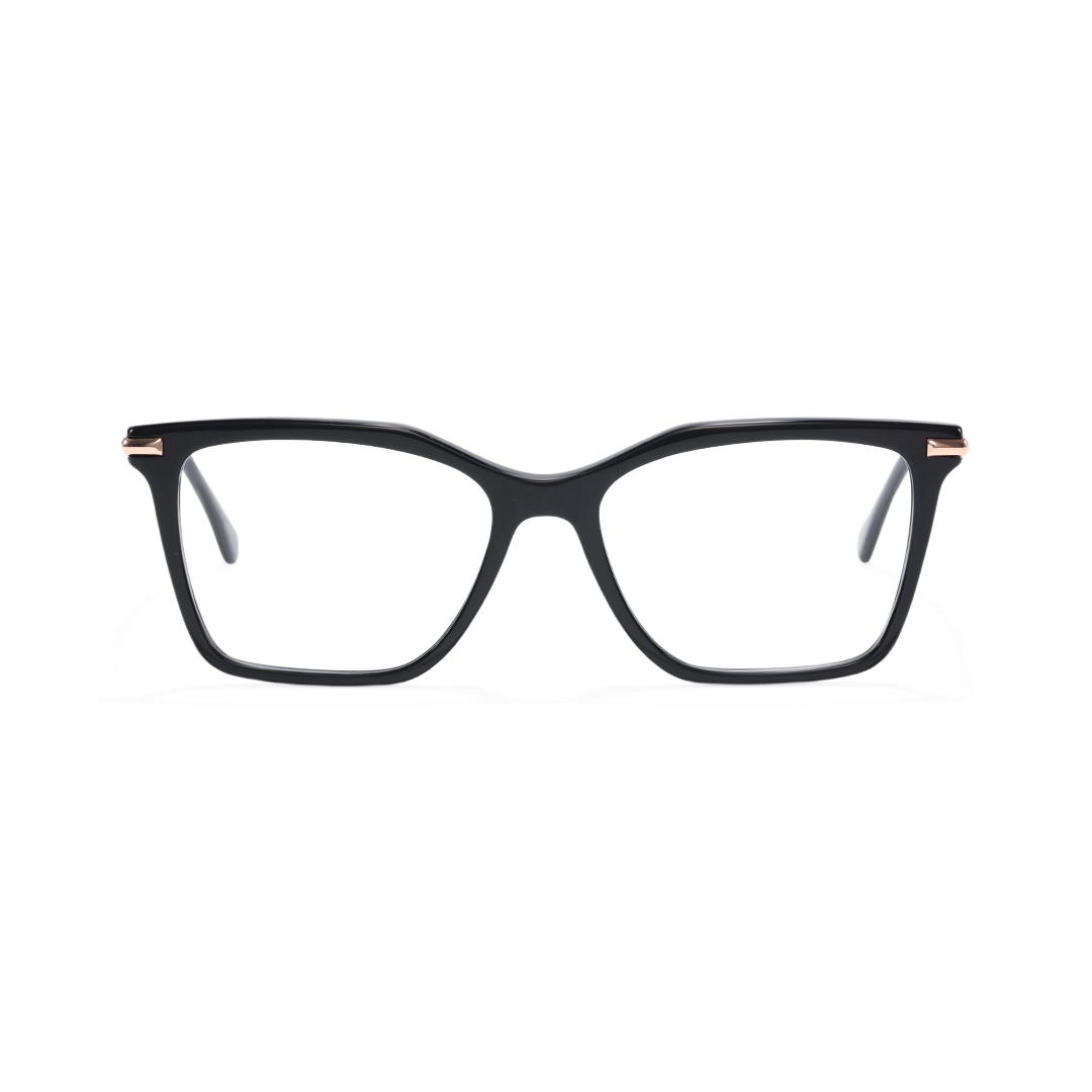 Front view of Briar rectangle acetate eyeglasses EA0242509 in black