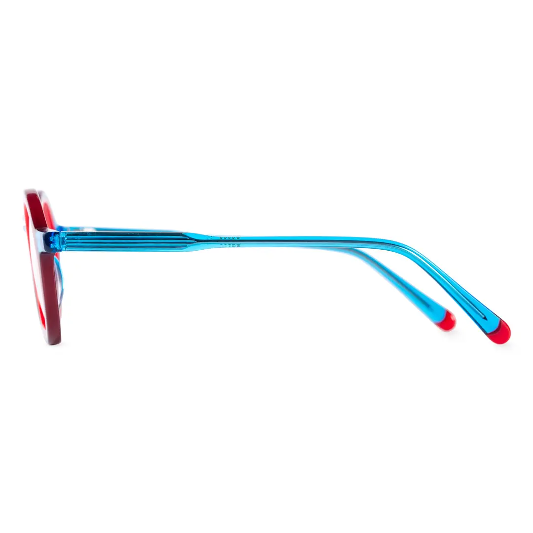 Angle view of Brody round acetate eyeglasses RA0032401 in blue