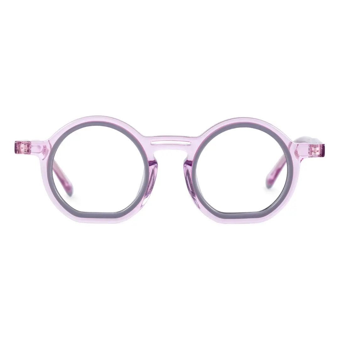Front view of Brody round acetate eyeglasses RA0032401 in purple
