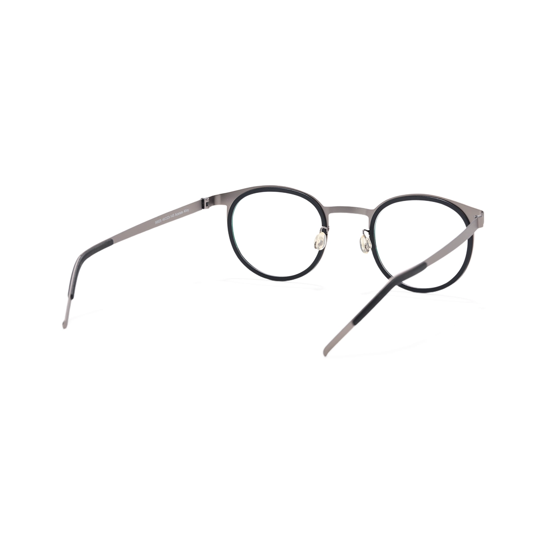 Back view of Bruno round titanium eyeglasses RT0212306 in silver