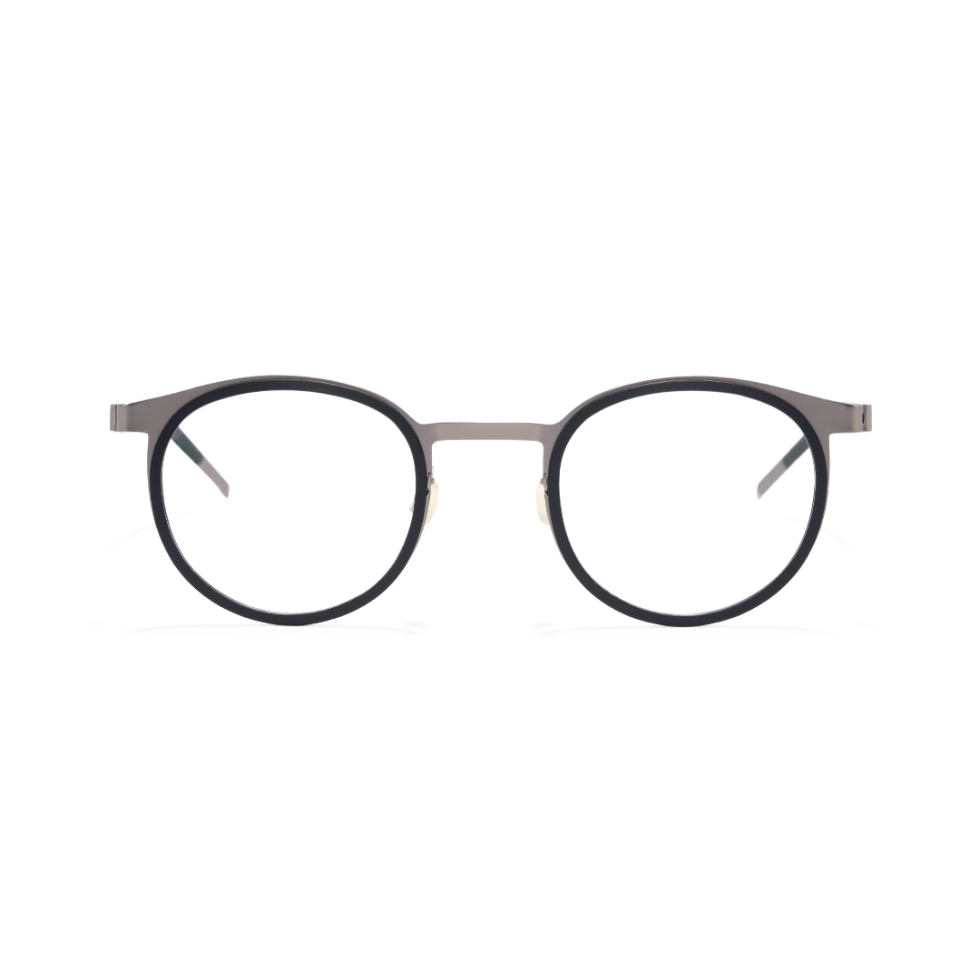 Front view of Bruno round titanium eyeglasses RT0212306 in silver