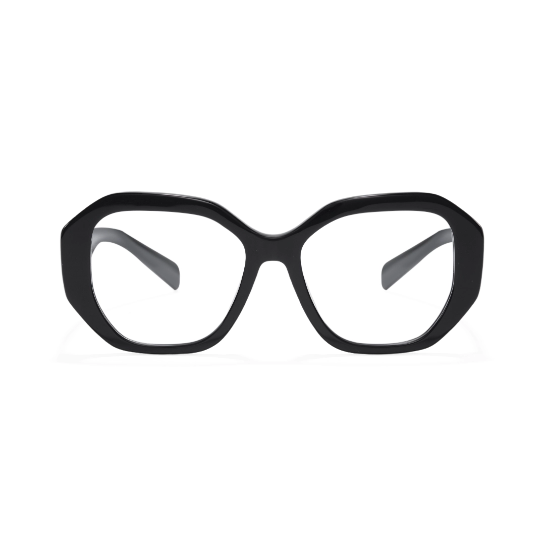 Front view of Bryony gemetric acetate eyeglasses GA0282509 in black