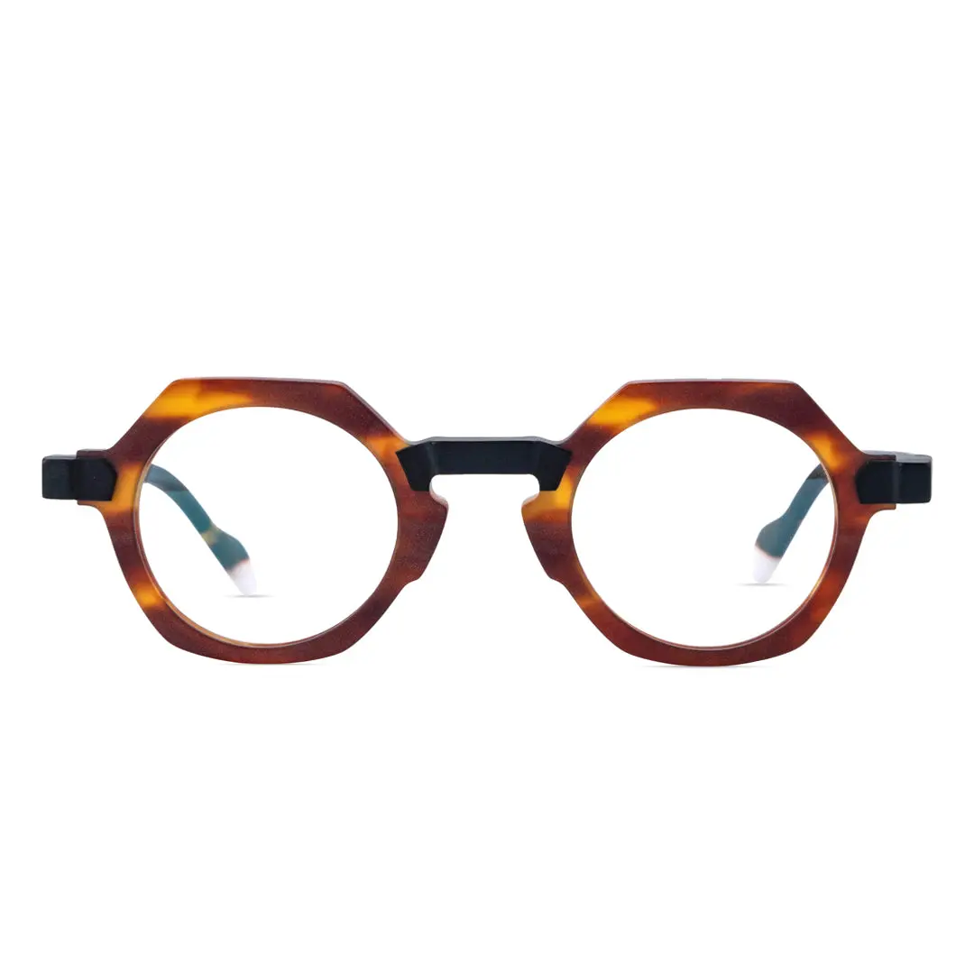 Front view of Byeo geometric acetate eyeglasses GA0382302 in tortoise