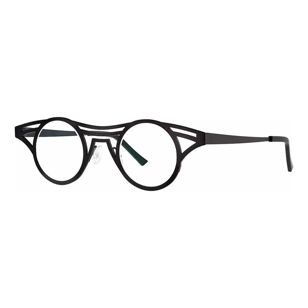 Angle view of Cain geometric metal eyeglasses RM0072212 in black