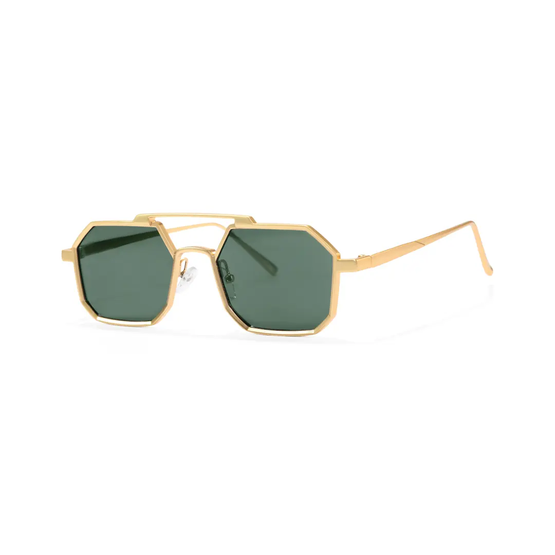 Angle view of Caitlin geometric metal sunglasses GM0012505 in green