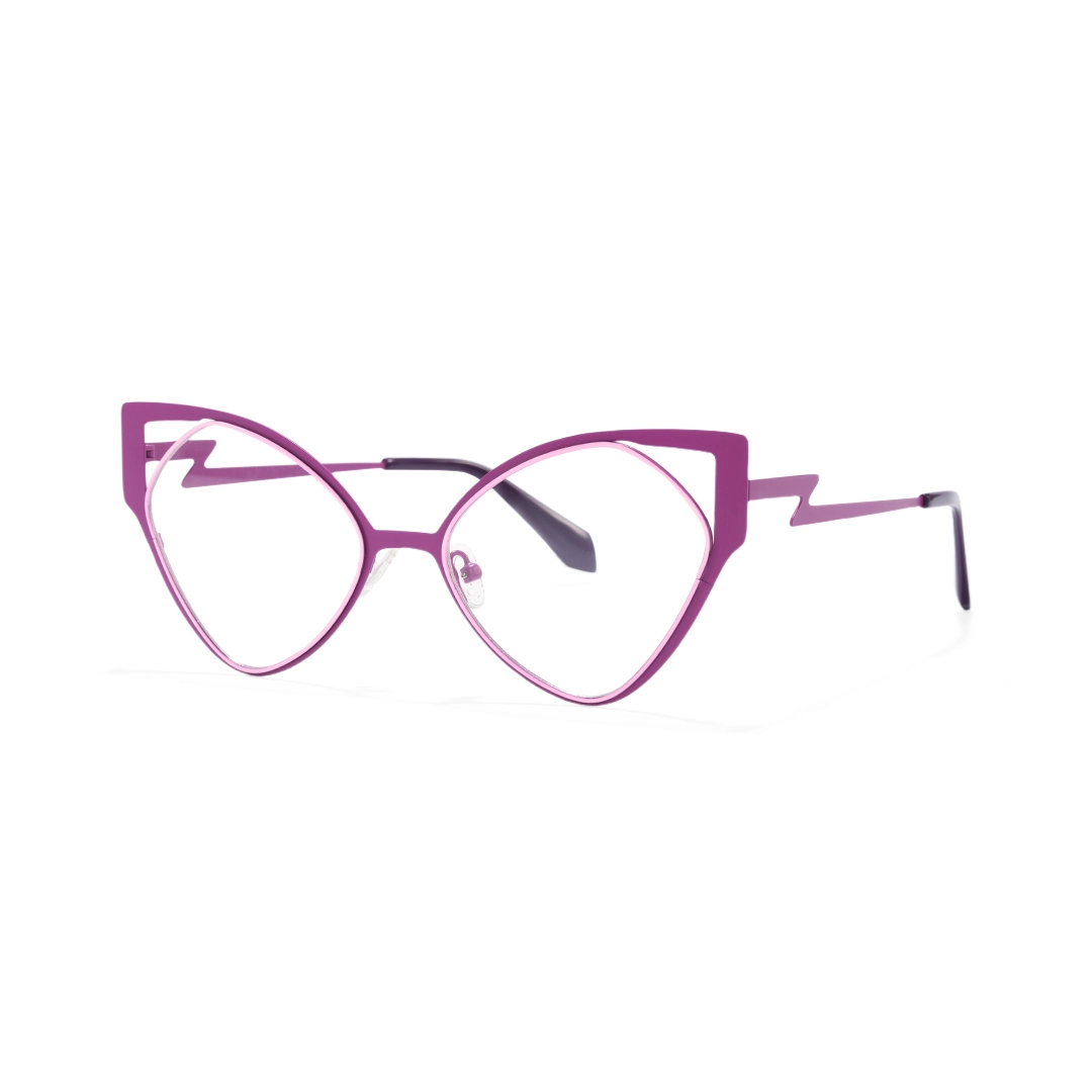 Angle view of Calandra cat eye metal eyeglasses CM0042311 in purple