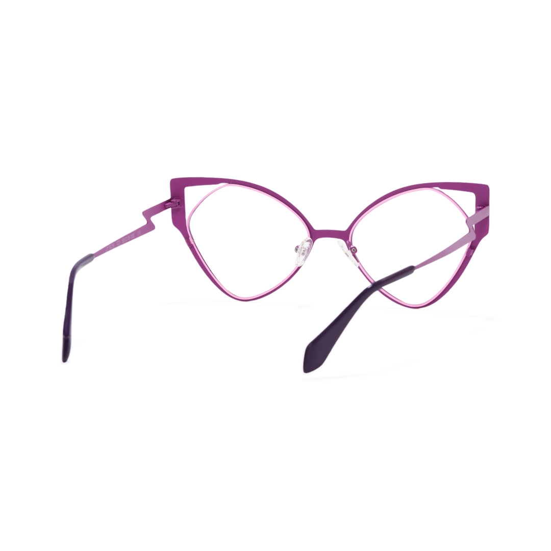 Back view of Calandra cat eye metal eyeglasses CM0042311 in purple