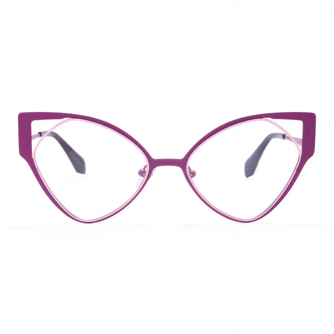 Front view of Calandra cat eye metal eyeglasses CM0042311 in purple
