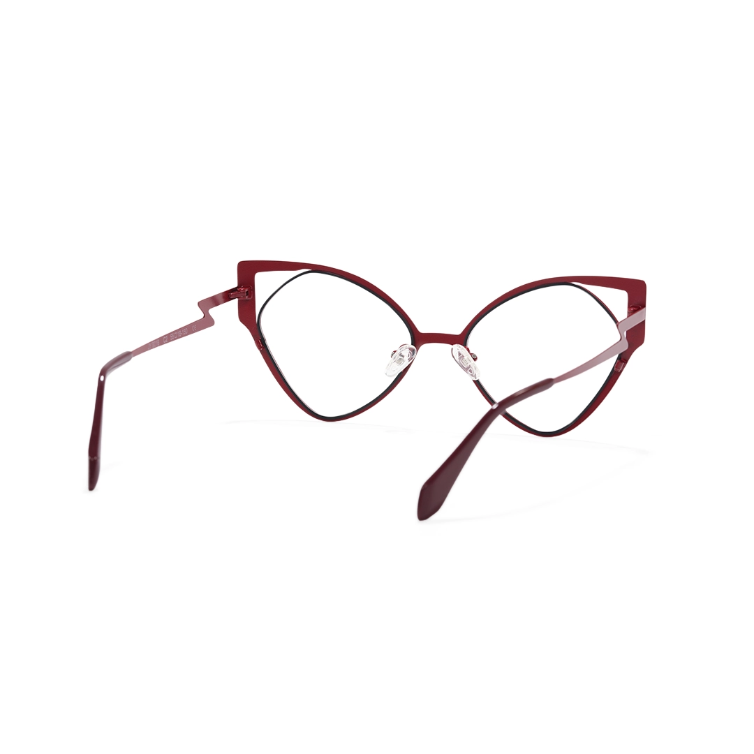 Back view of Calandra cat eye metal eyeglasses CM0042311 in red
