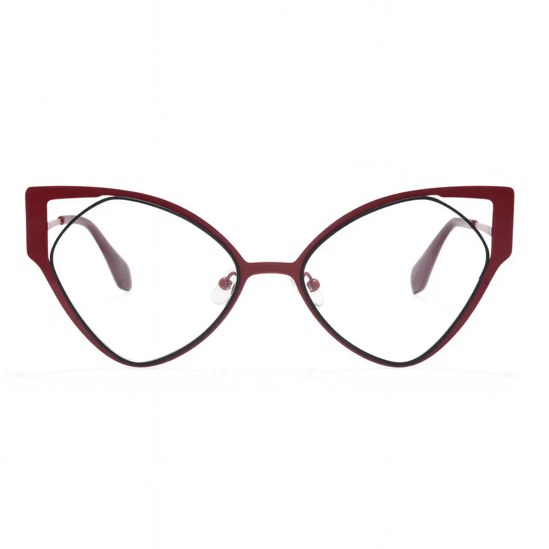Front view of Calandra cat eye metal eyeglasses CM0042311 in red