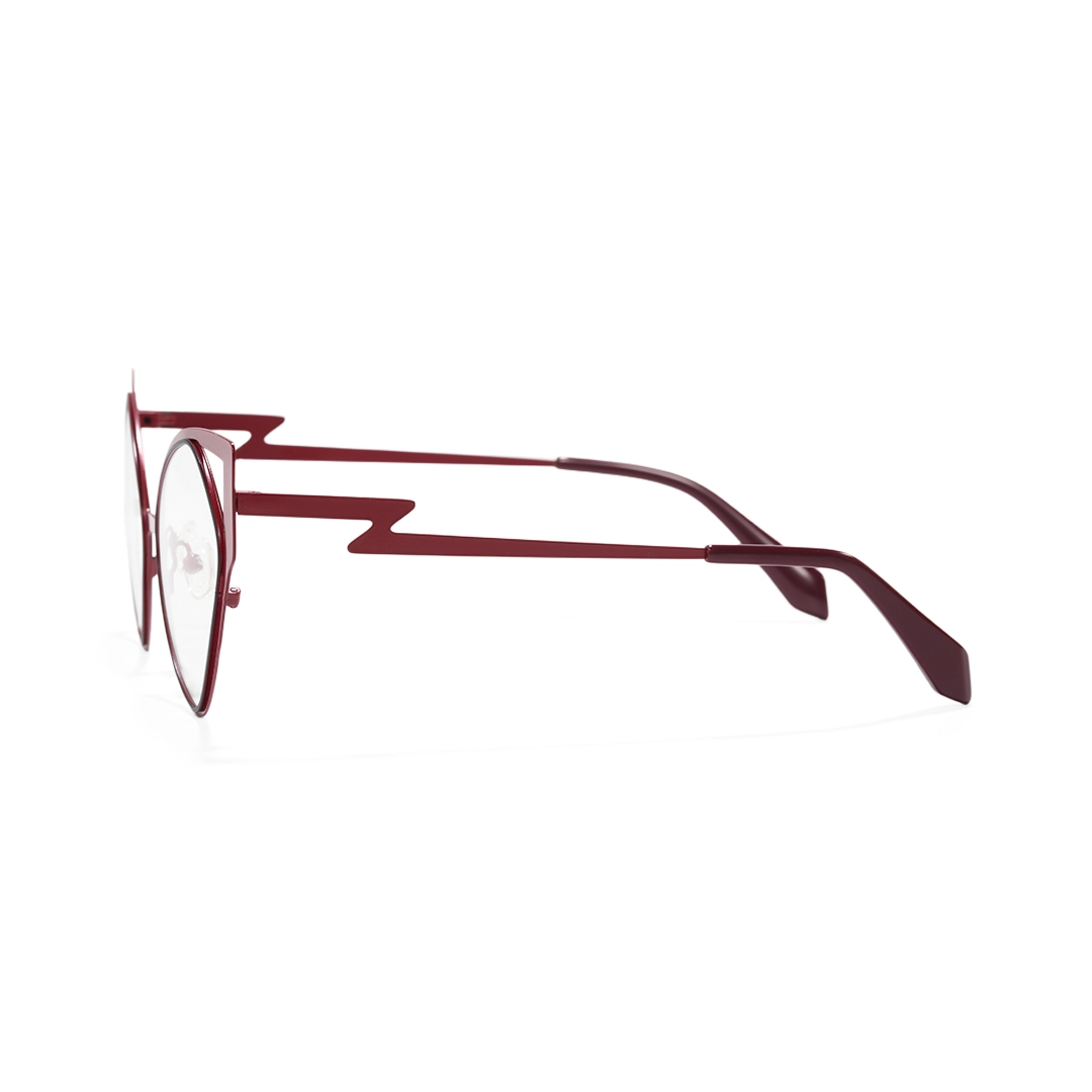 Side view of Calandra cat eye metal eyeglasses CM0042311 in red