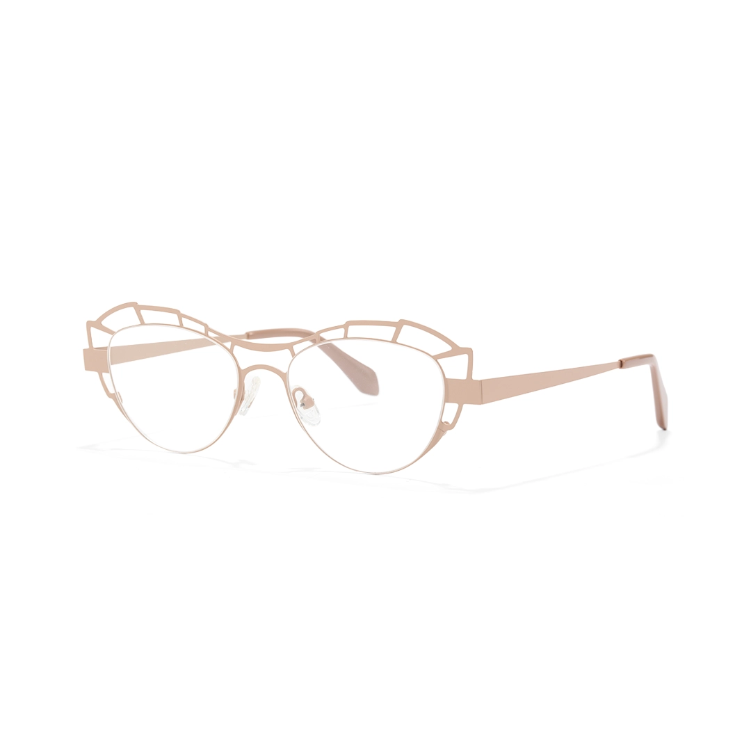 Angle view of Caltha geometric metal eyeglasses GM0062212 in beige
