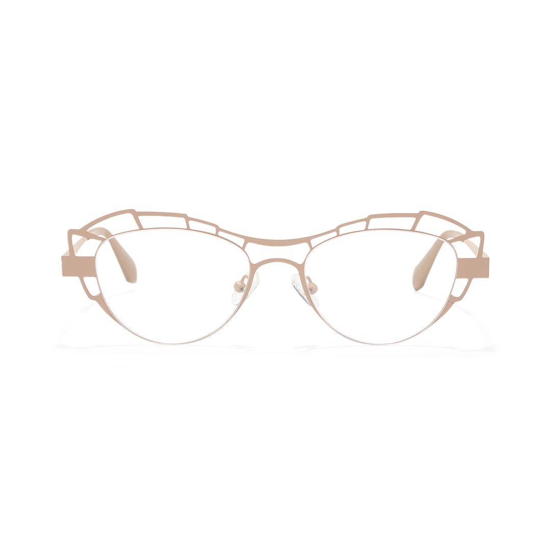 Front view of Caltha geometric metal eyeglasses GM0062212 in beige