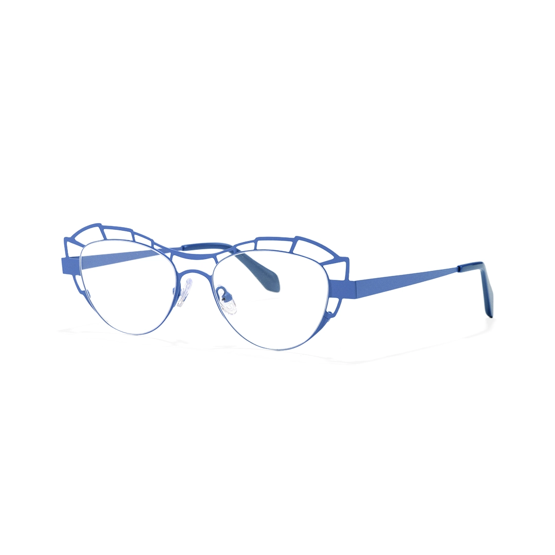 Angle view of Caltha geometric metal eyeglasses GM0062212 in blue