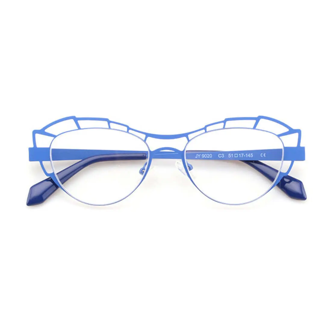 Front folded view of Caltha geometric metal eyeglasses GM0062212 in blue