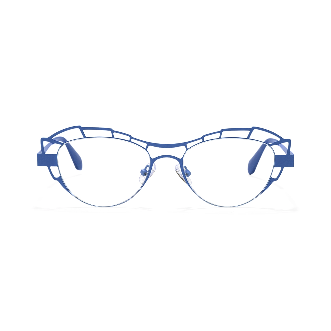 Front view of Caltha geometric metal eyeglasses GM0062212 in blue