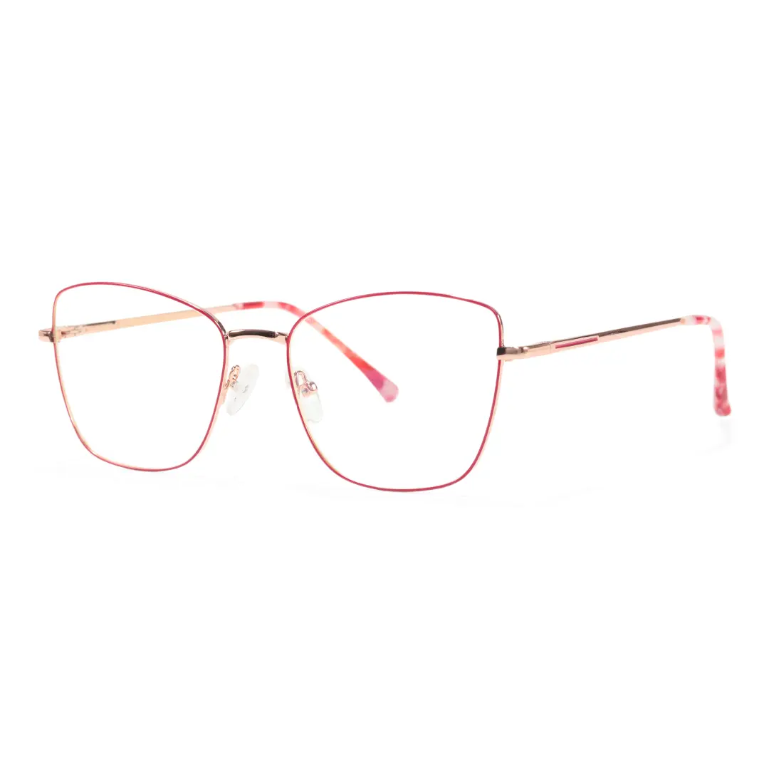 Angle view of Candice cat eye metal eyeglasses CM0202408 in red