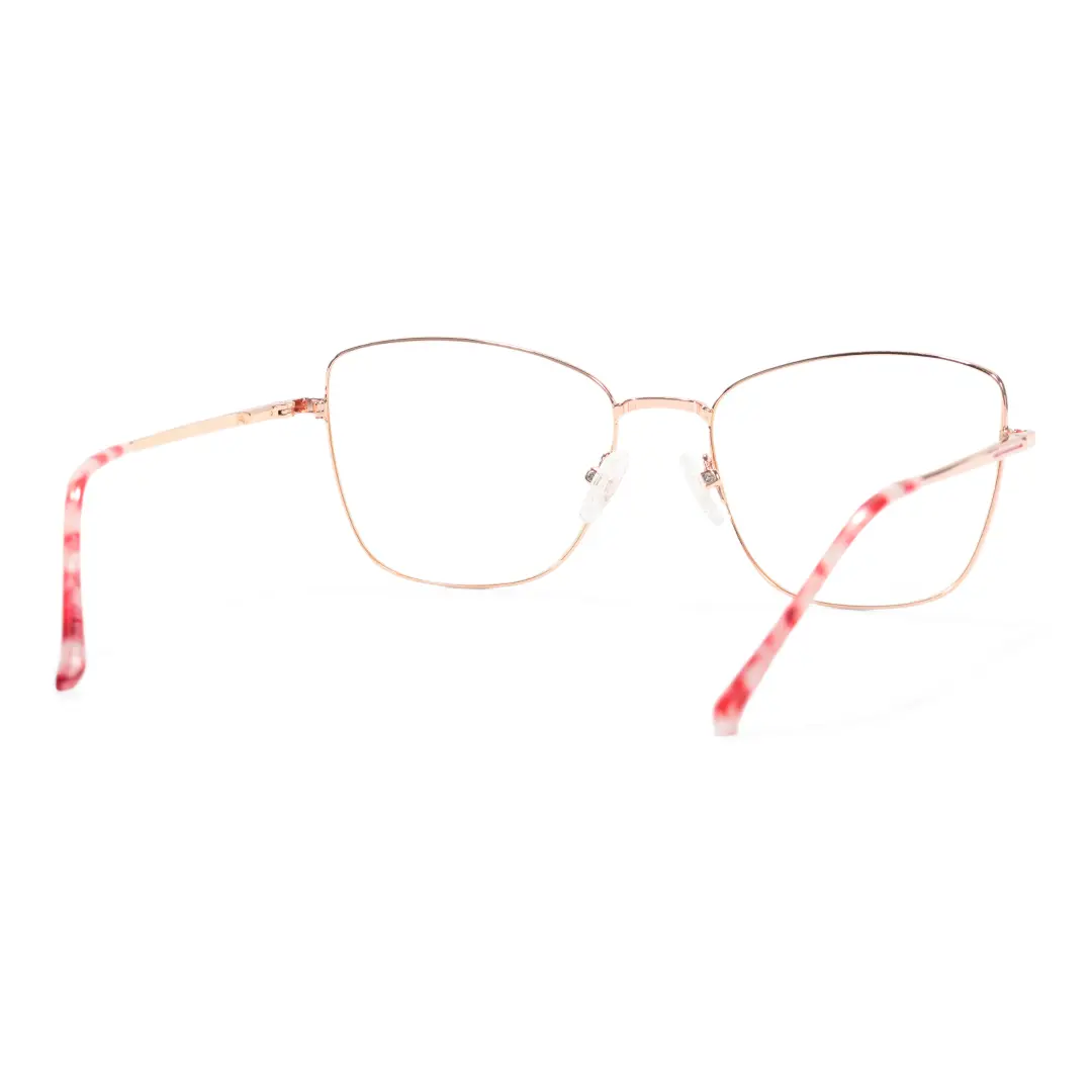 Back view of Candice cat eye metal eyeglasses CM0202408 in red