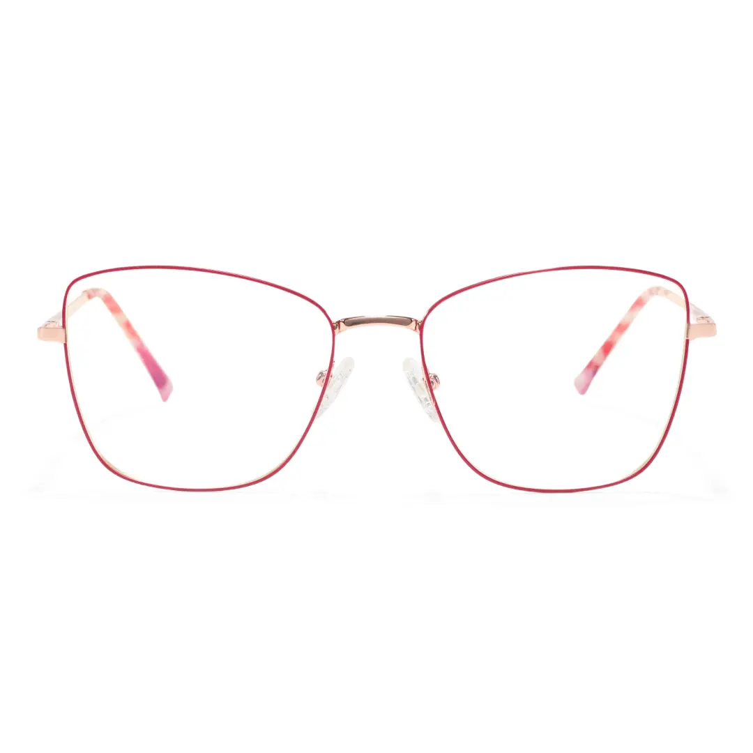 Front view of Candice cat eye metal eyeglasses CM0202408 in red