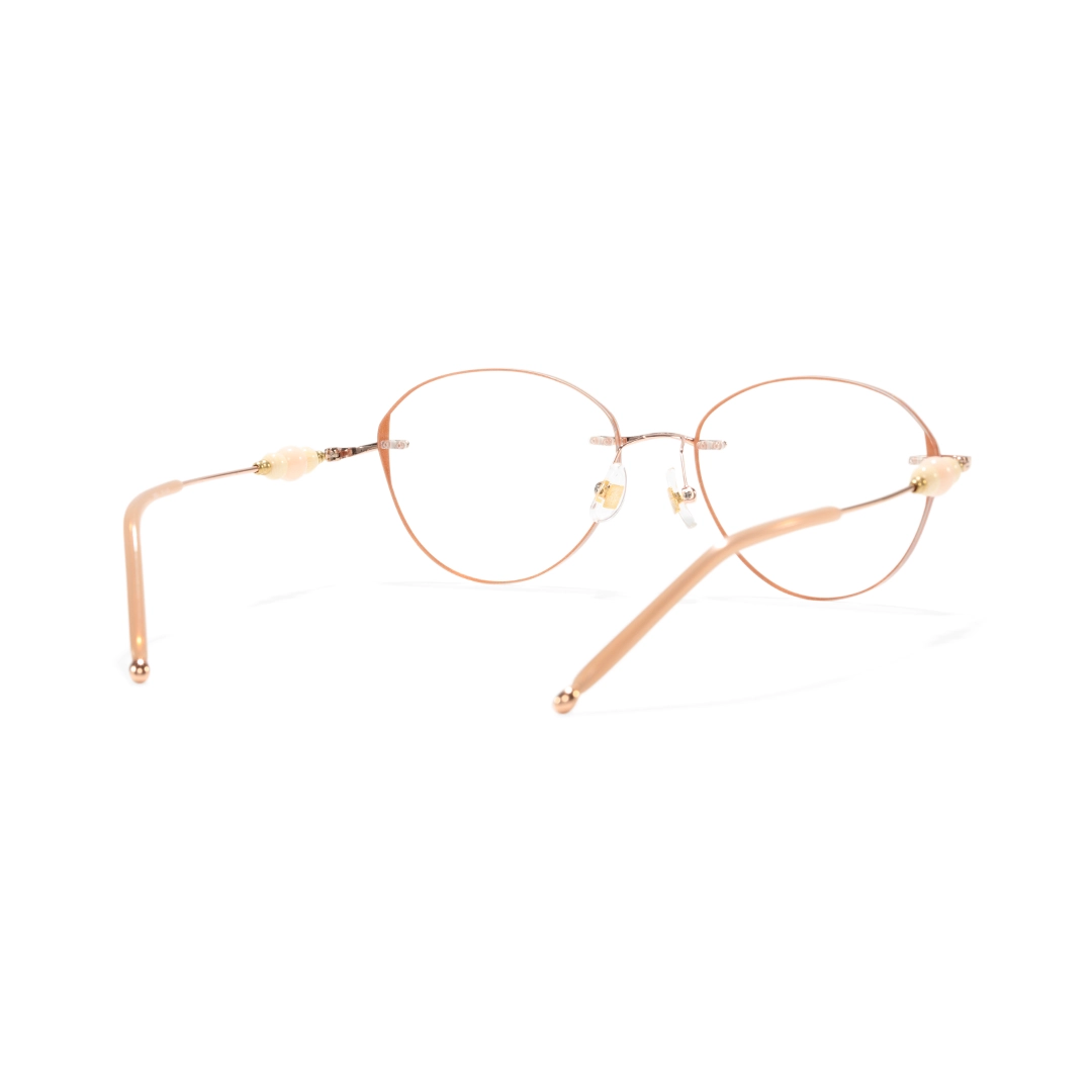 Back view of Catty cat eye metal eyeglasses CM0172511 in pink