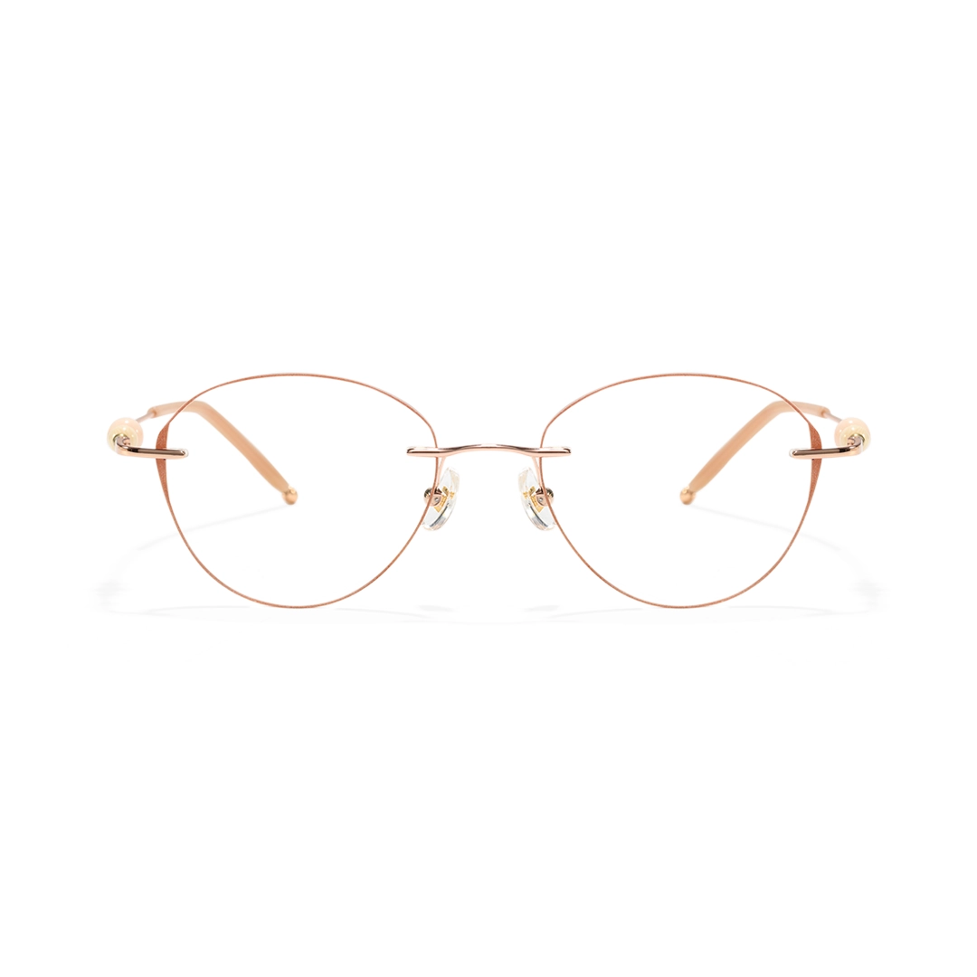 Front view of Catty cat eye metal eyeglasses CM0172511 in pink
