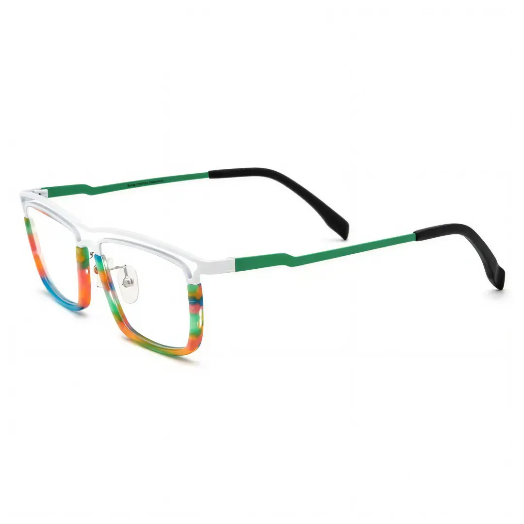 Angle view of Cbbil rectangle titanium eyeglasses ET0112407 in multicolor