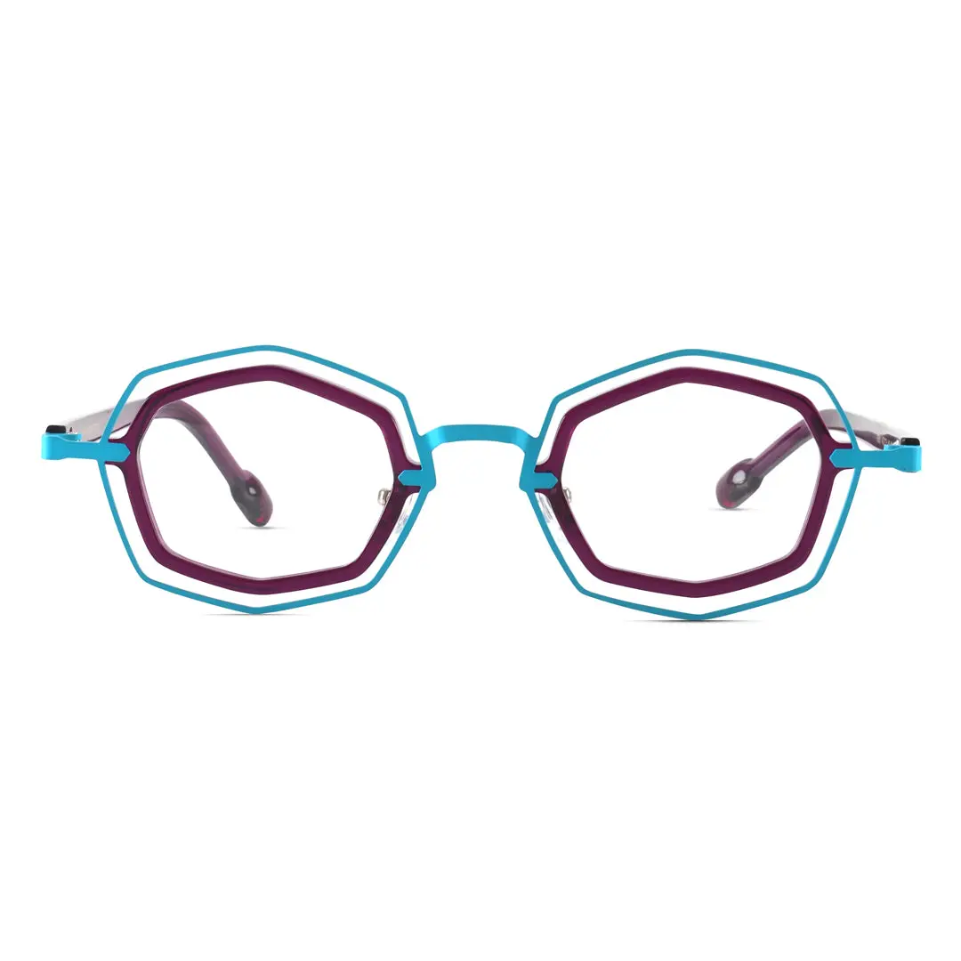 Front view of Center geometric acetate eyeglasses GT0132306 in two-tone