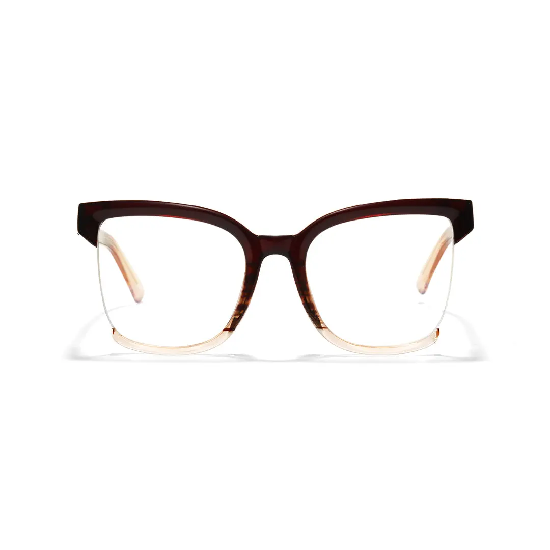 Front view of Cery cat eye tr90 eyeglasses CR0022502 in brown