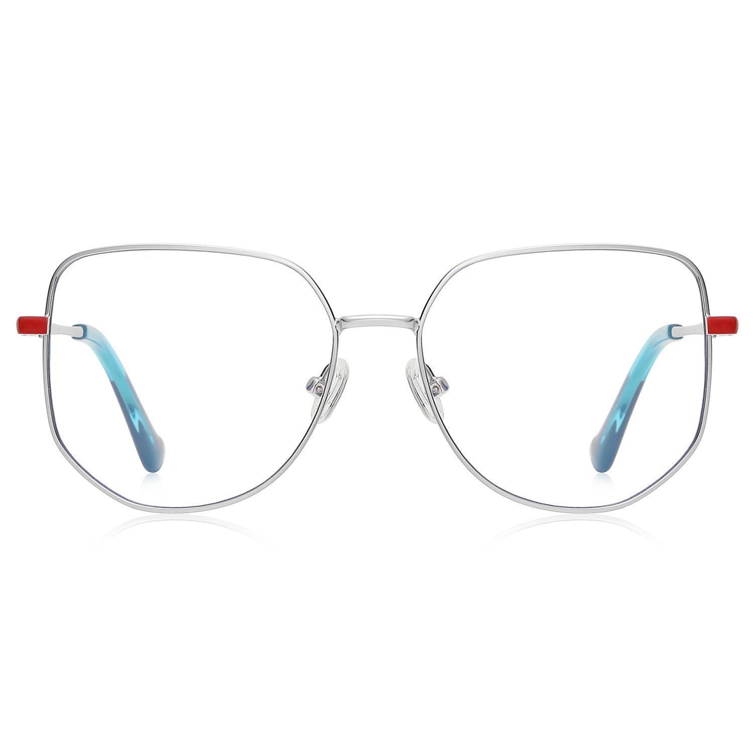 Front view of Cherish geometric metal eyeglasses GM0502302 in silver