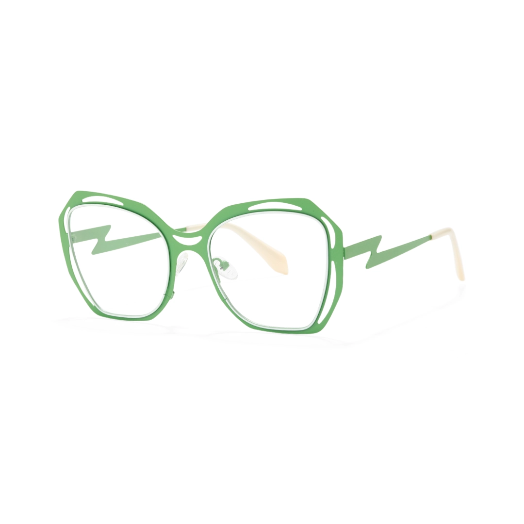 Angle view of Chipo geometric metal eyeglasses GM0102212 in green