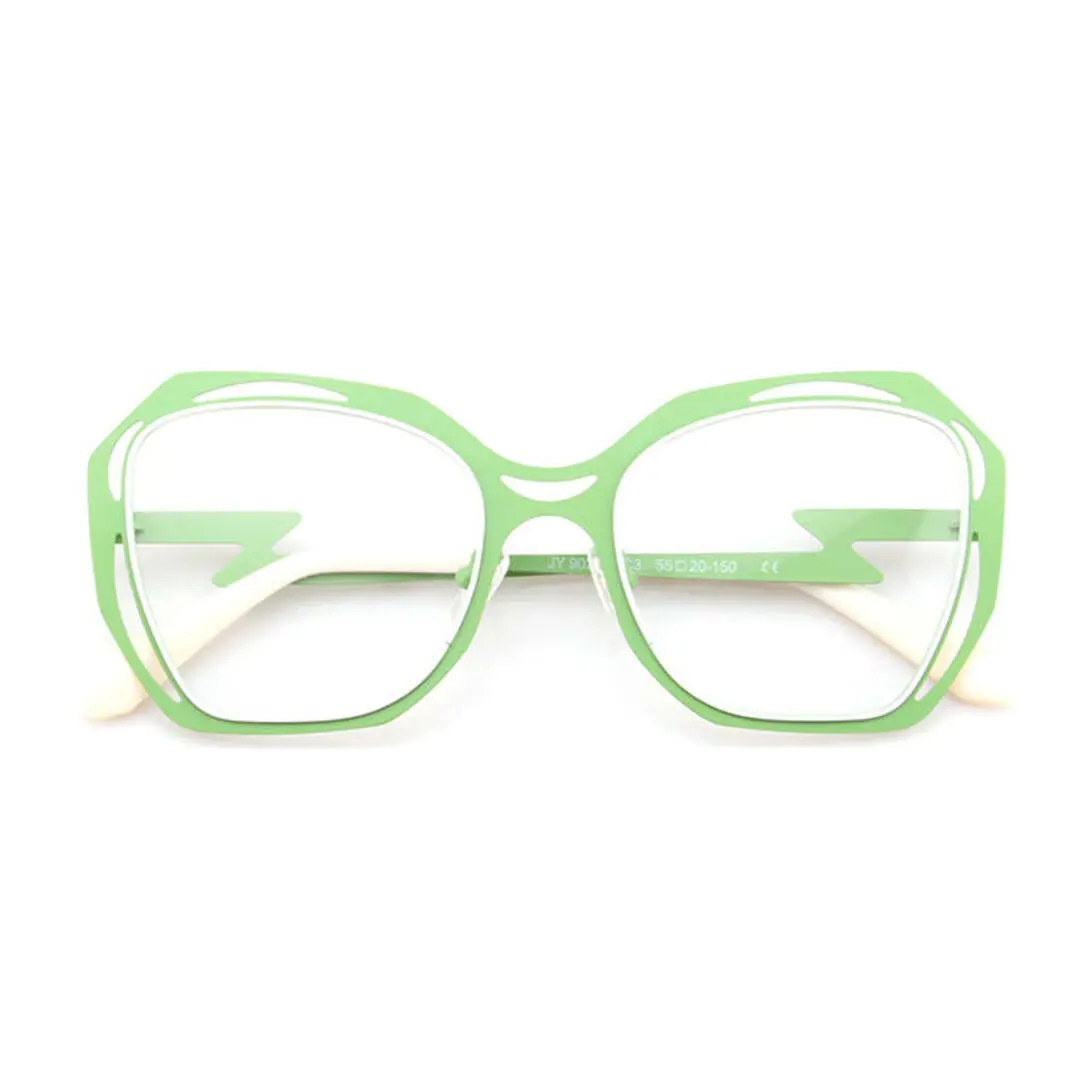 Front folded view of Chipo geometric metal eyeglasses GM0102212 in green