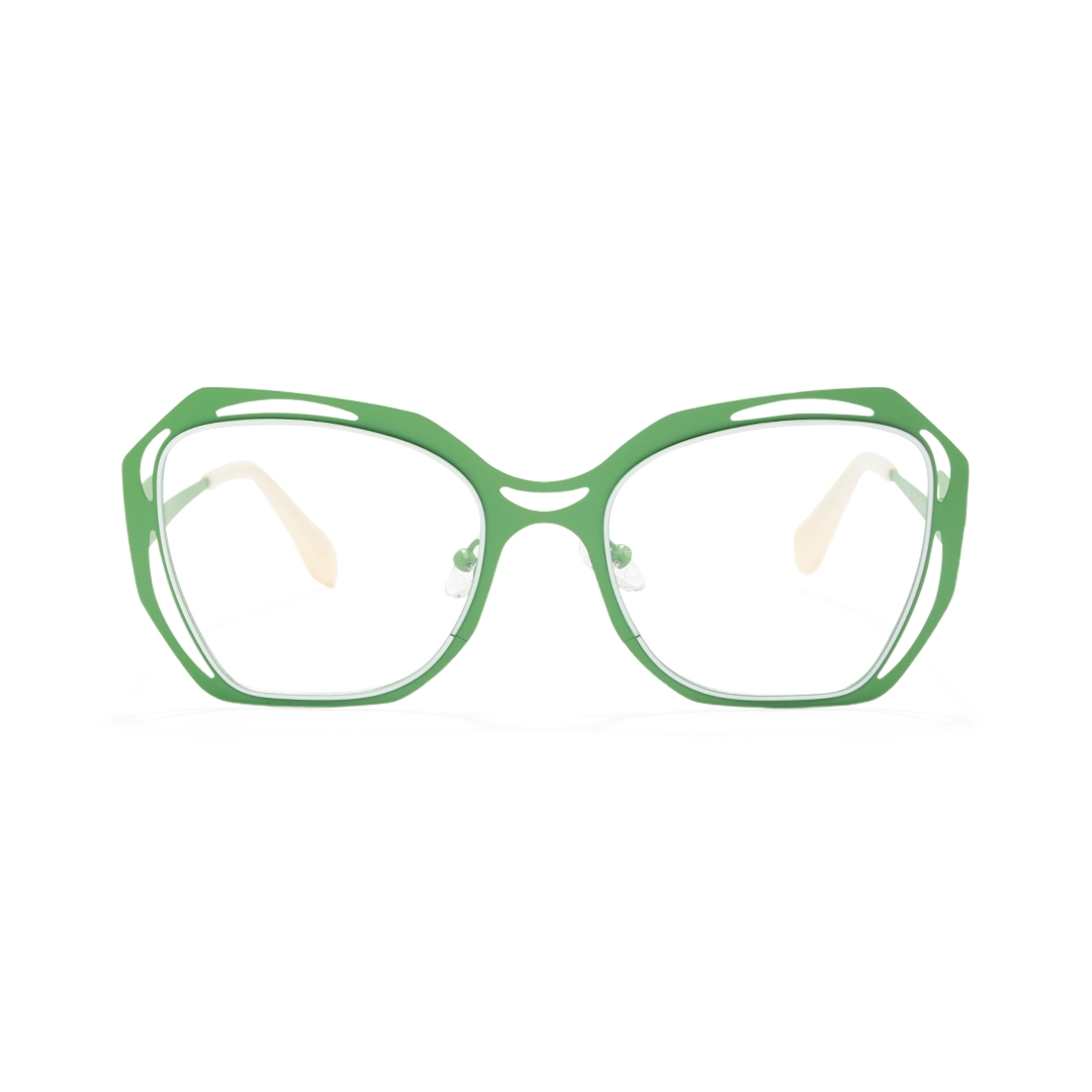 Front view of Chipo geometric metal eyeglasses GM0102212 in green