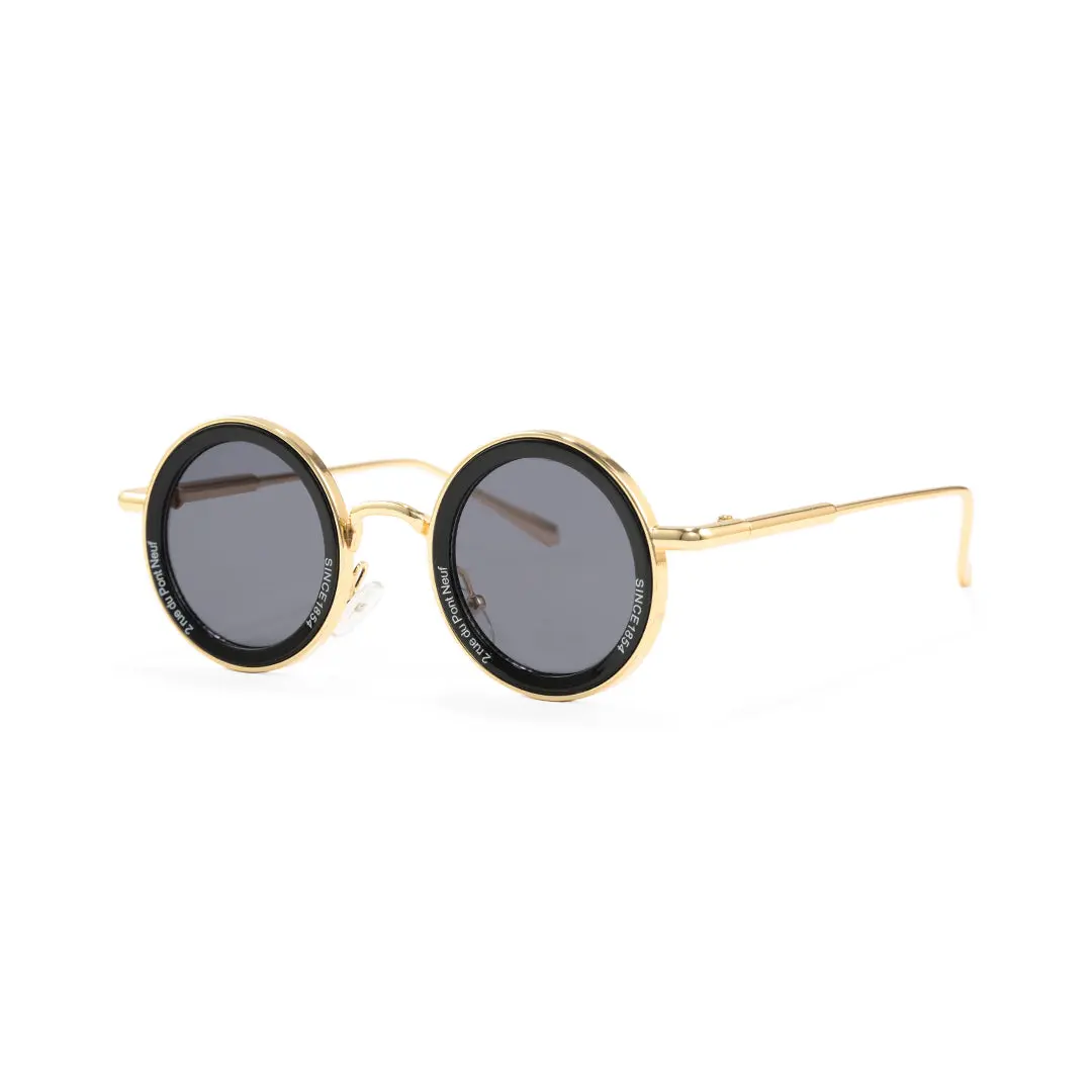 Angle view of Cila round metal sunglasses RM0362504 in gold