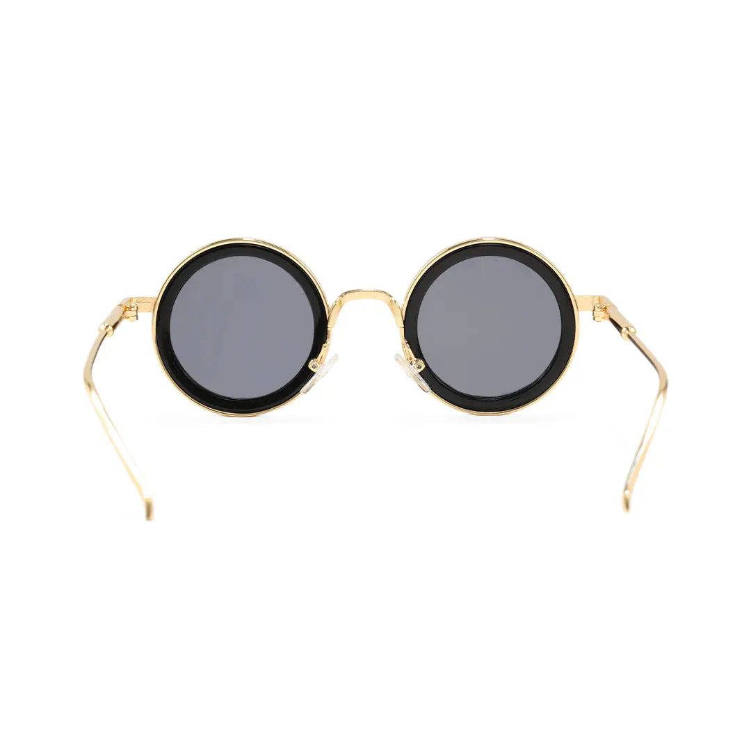 Back view of Cila round metal sunglasses RM0362504 in gold