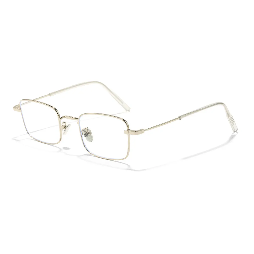 Angle view of Cinzia rectangle metal eyeglasses EM0372412 in silver