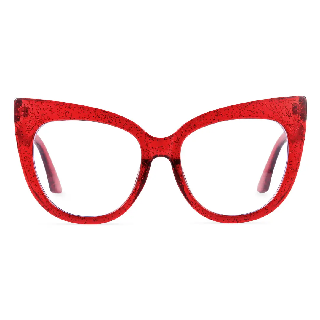 Front view of Cloto cat eye pc eyeglasses CP0122306 in red