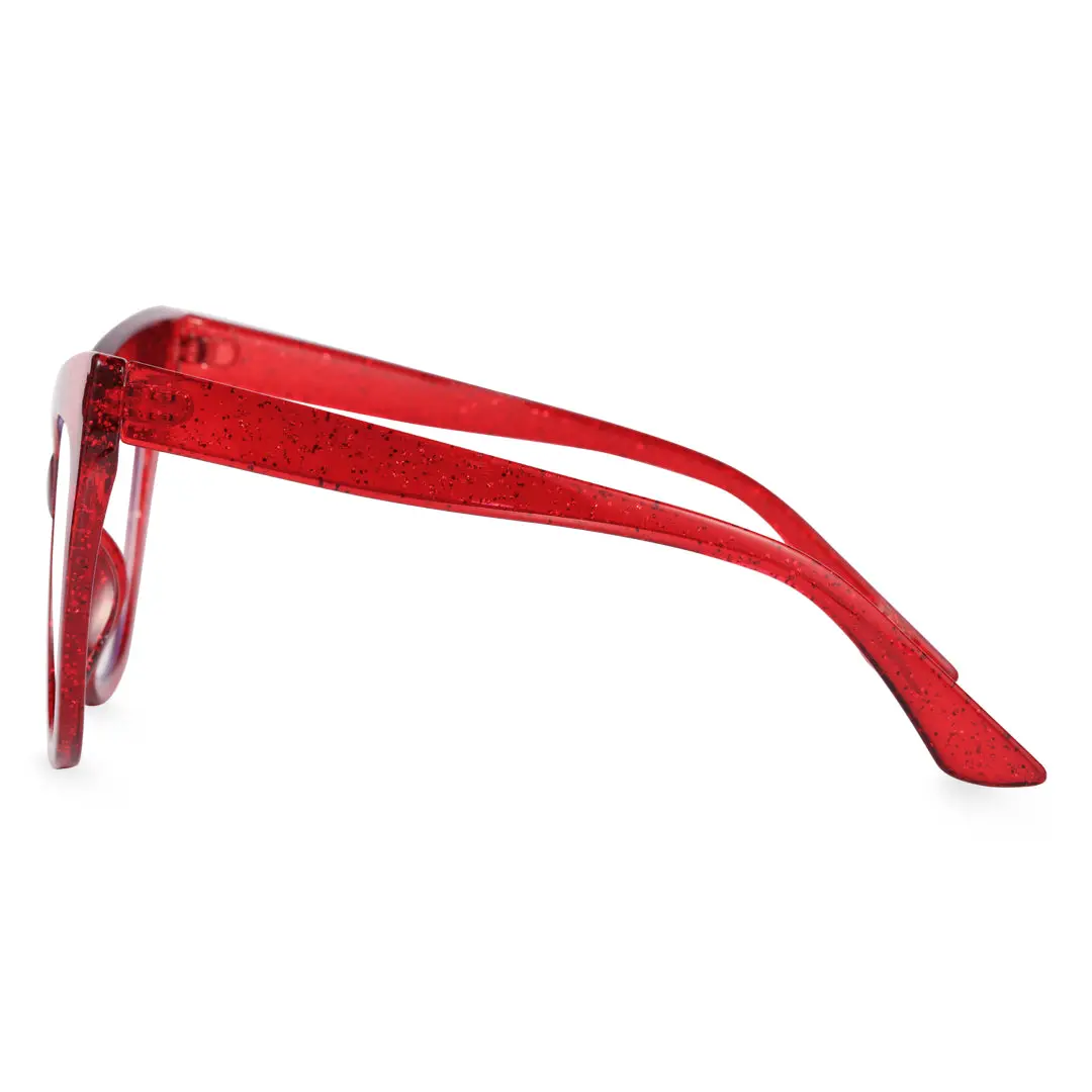Side view of Cloto cat eye pc eyeglasses CP0122306 in red