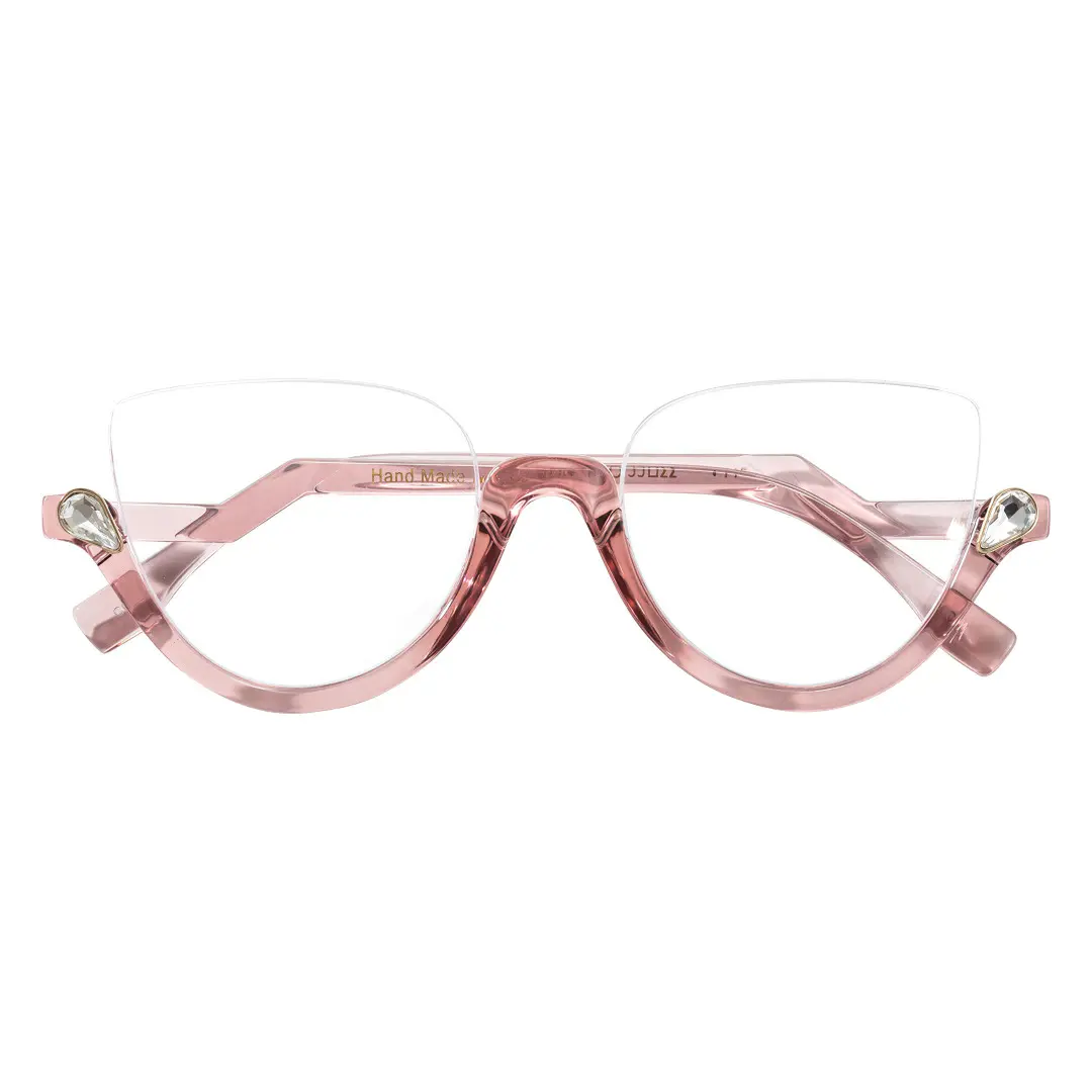 Front folded view of Clove cat eye pc eyeglasses CP0032211 in pink