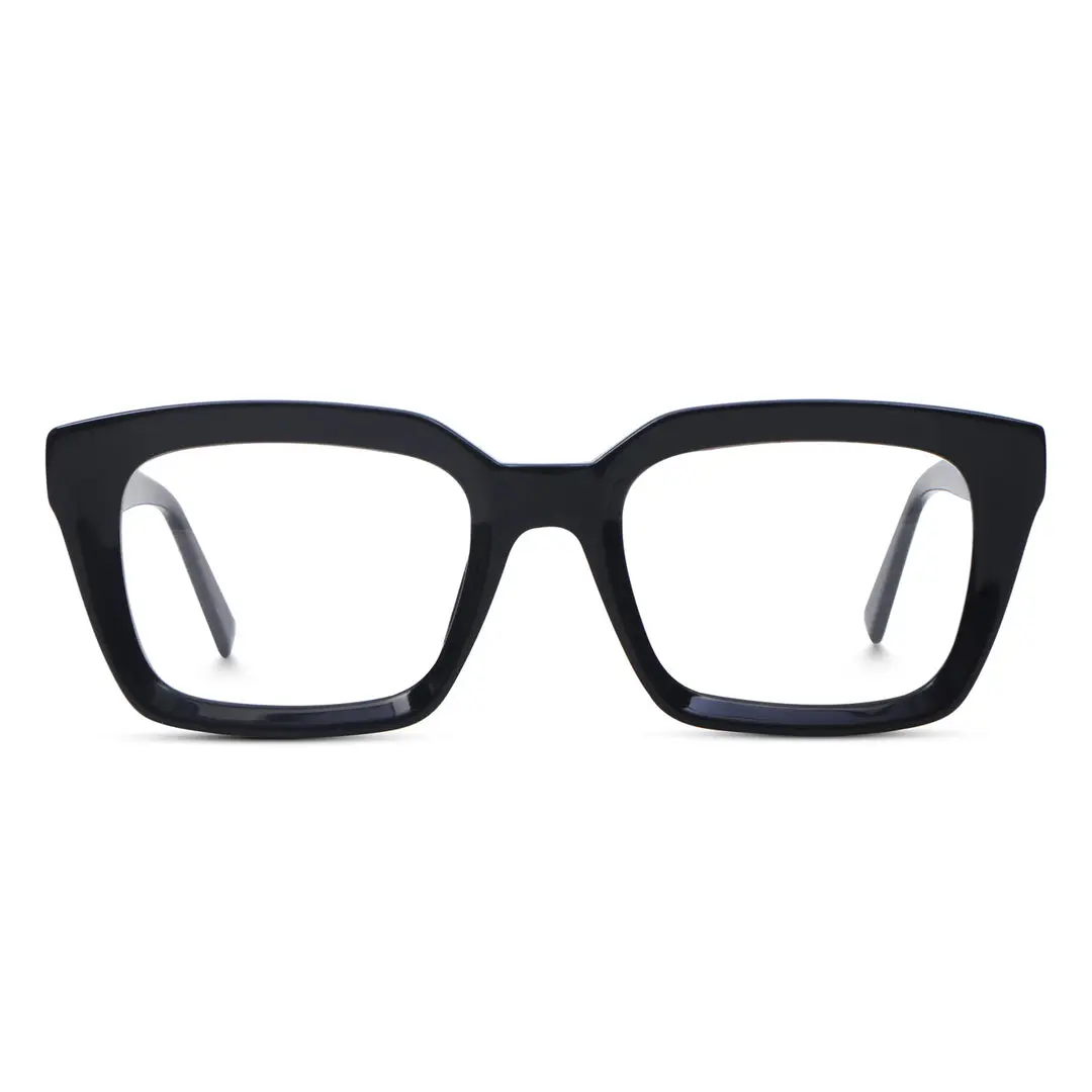 Front view of Coco square acetate eyeglasses SA0602302 in black