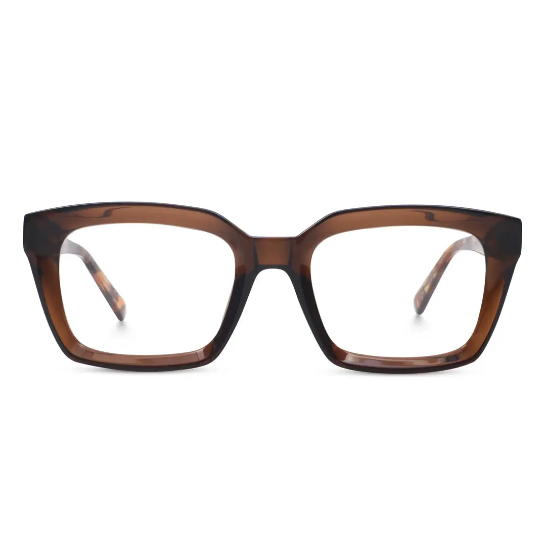 Front view of Coco square acetate eyeglasses SA0602302 in brown