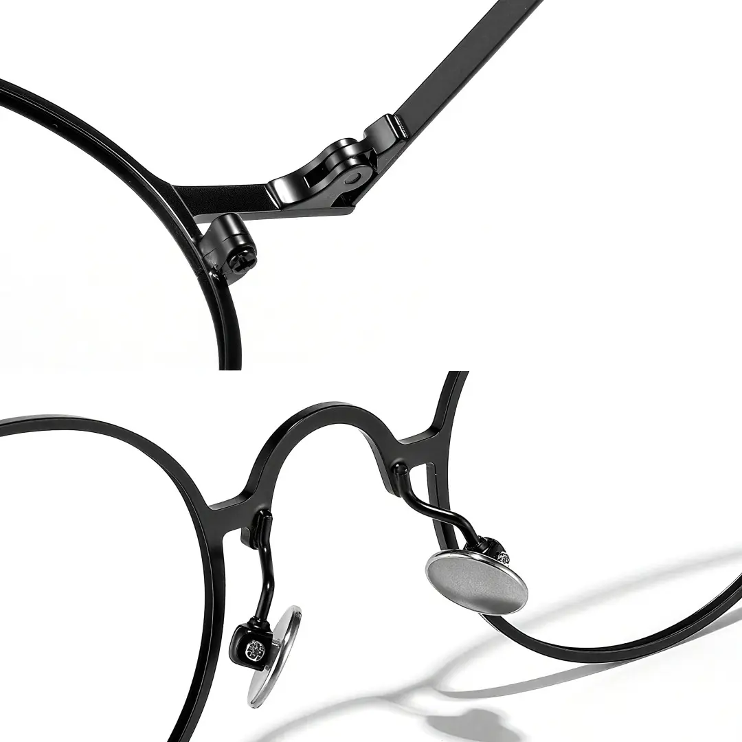 Frame detail view of Coke round titanium eyeglasses RT0042305 in black