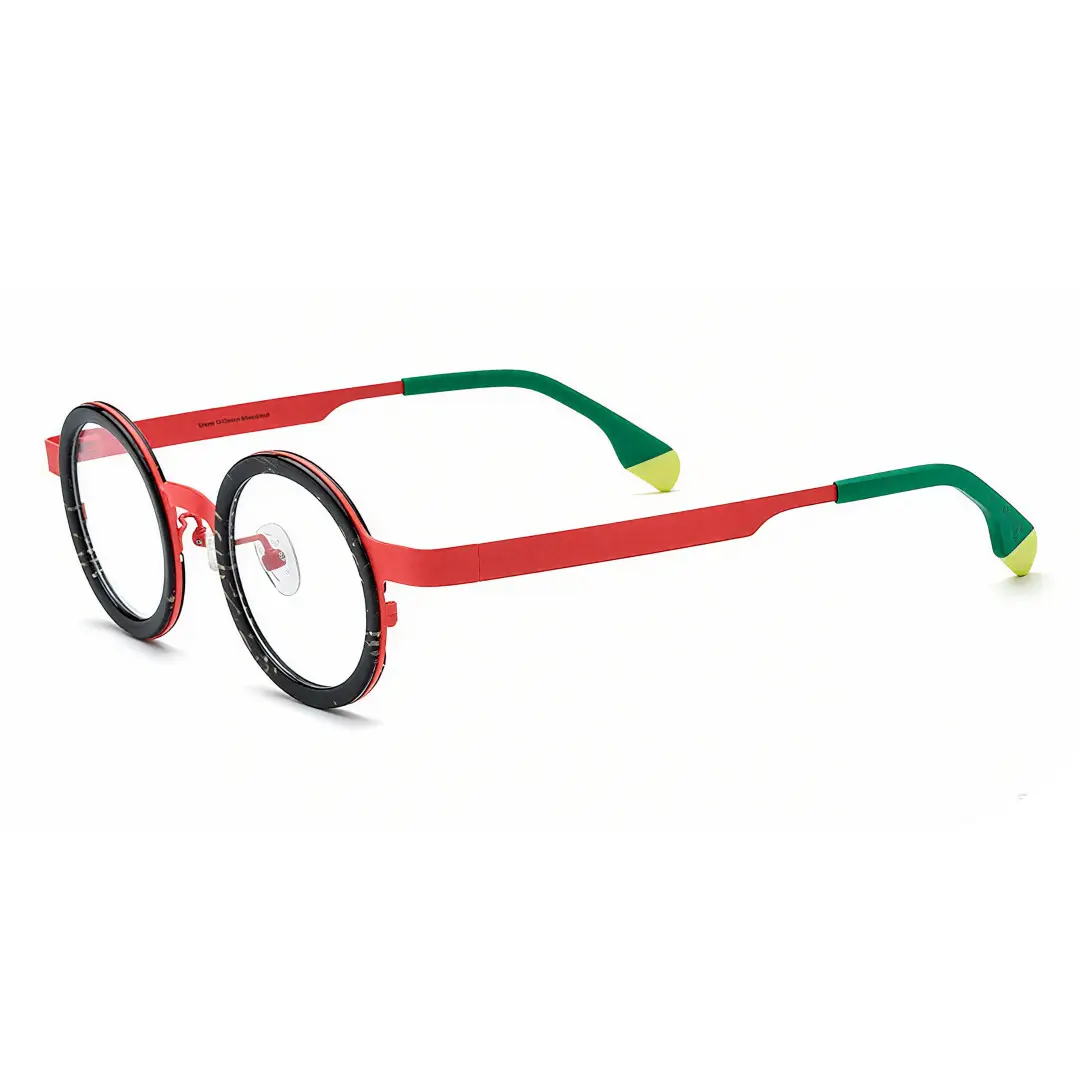 Angle view of Colin round acetate eyeglasses RA0302408 in black