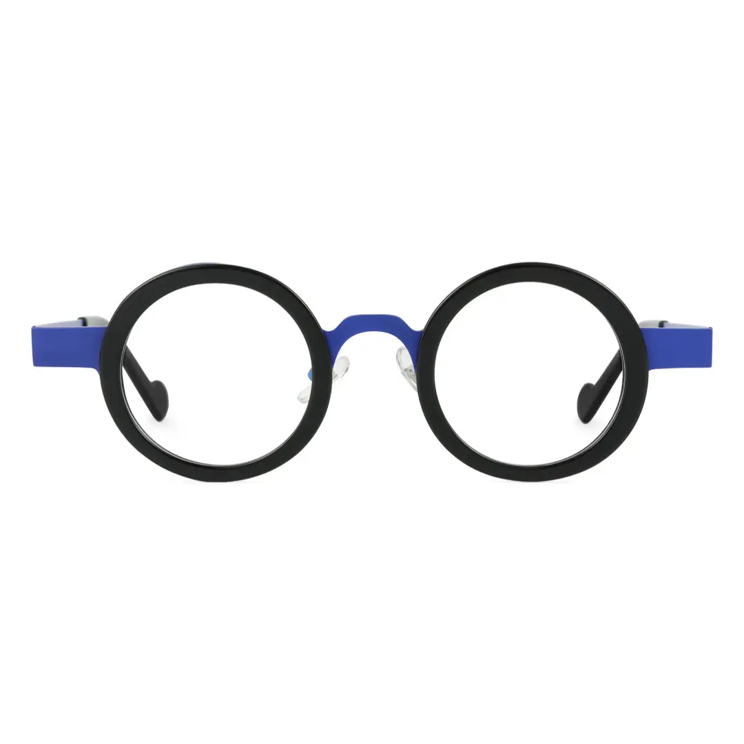 Front view of Colin round acetate eyeglasses RA0302408 in blue