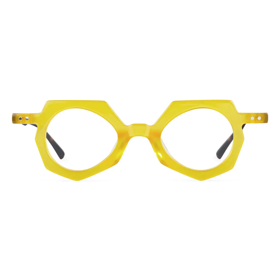 Front view of Coral geometric acetate eyeglasses GA0062309 in yellow
