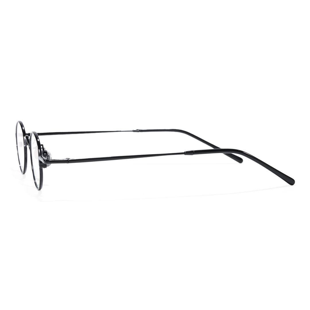 Side view of Cory round metal eyeglasses RM0202601 in black