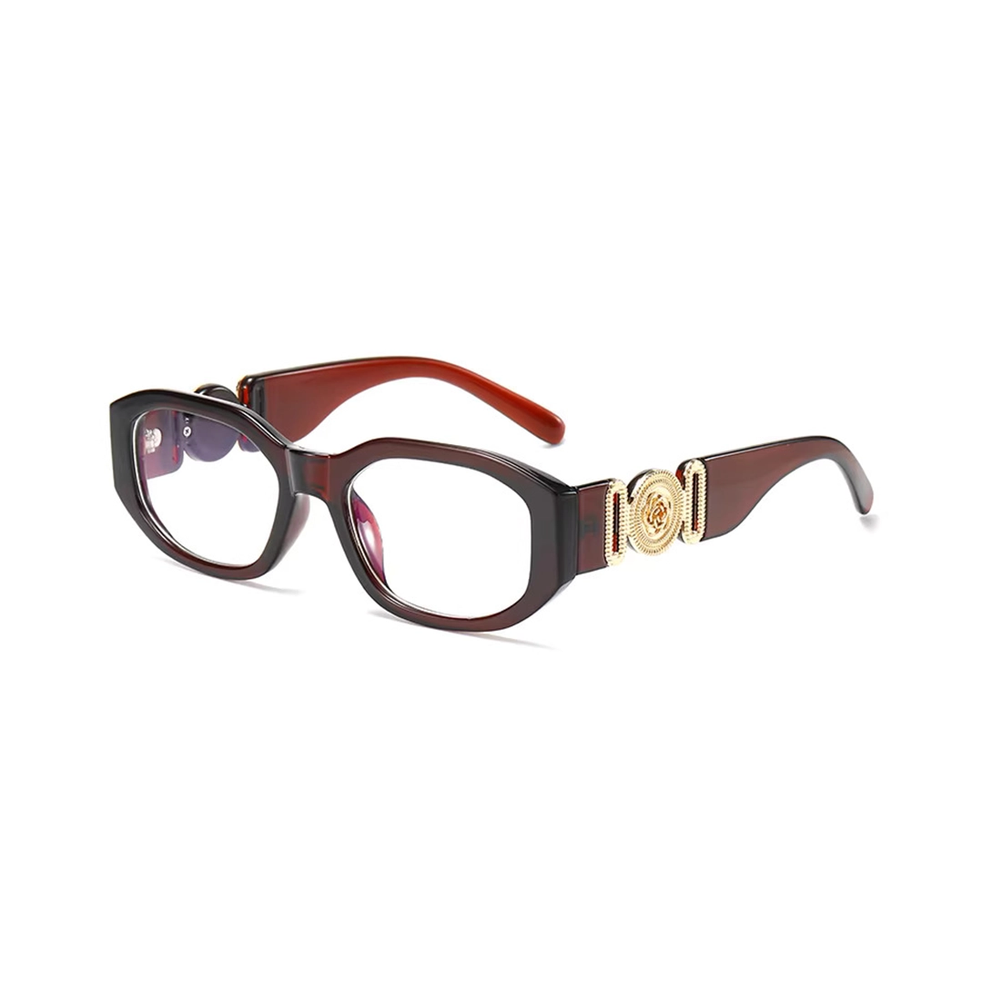 Angle view of Cress rectangle pc eyeglasses EP0402512 in brown