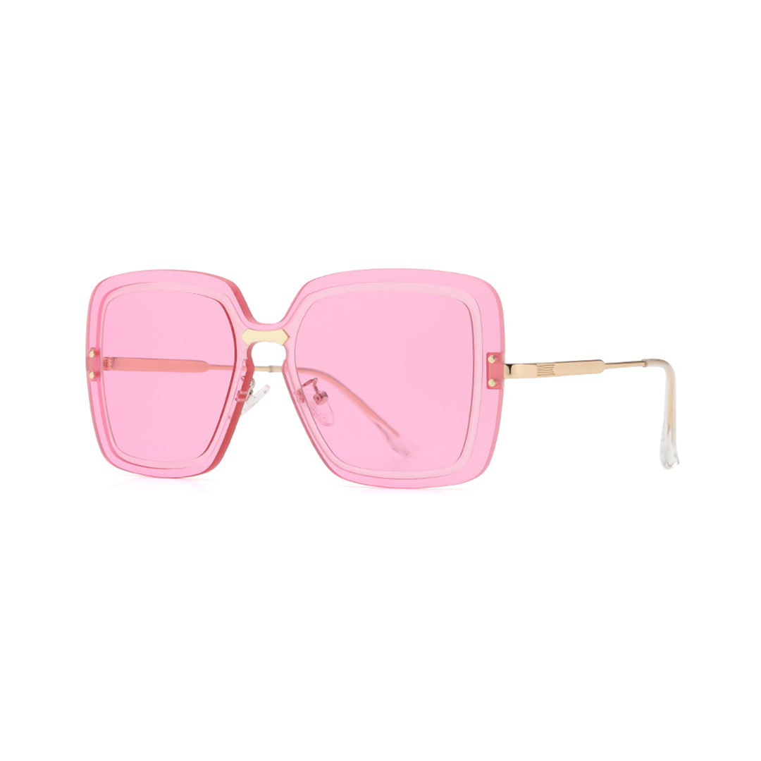 Angle view of Cyrene square metal sunglasses SX0372508 in pink
